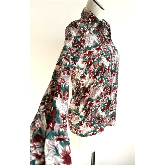 Cape Cod Match Mates Women's Size 12 Button Down Floral Shirt Blouse VTG 70s - Picture 5 of 12